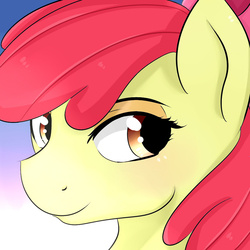 Size: 1000x1000 | Tagged: safe, artist:dashy21, apple bloom, earth pony, pony, g4, bow, female, hair bow, smiling, solo