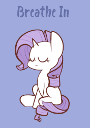 Size: 930x1310 | Tagged: safe, artist:typhwosion, part of a set, rarity, pony, unicorn, g4, animated, blue background, breathing, calm, eyes closed, female, gif, mare, meditating, meditation, positive ponies, relaxation, relaxing, simple background, sitting, solo