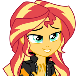 Size: 1024x1009 | Tagged: safe, edit, editor:mycarhasamoustache, sunset shimmer, equestria girls, equestria girls series, g4, my little pony equestria girls: friendship games, bedroom eyes, female, simple background, smiling, solo, white background