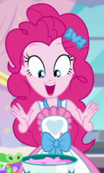 Size: 330x550 | Tagged: safe, screencap, pinkie pie, equestria girls, equestria girls series, g4, the craft of cookies, spoiler:eqg series (season 2), apron, clothes, cropped, cute, diapinkes, happy