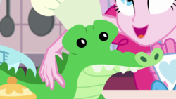 Size: 1280x720 | Tagged: safe, screencap, gummy, pinkie pie, equestria girls, equestria girls series, g4, the craft of cookies, spoiler:eqg series (season 2), plushie, the pet of mystery