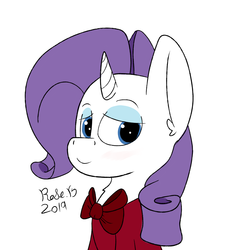 Size: 4500x4500 | Tagged: safe, artist:rosebush, rarity, pony, g4, absurd resolution, bow, clothes, female, grin, robe, smiling, solo
