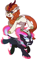 Size: 600x953 | Tagged: safe, artist:chirpy-chi, autumn blaze, kirin, nirik, sounds of silence, awwtumn blaze, cloven hooves, cute, duality, female, leonine tail, open mouth, simple background, transparent background