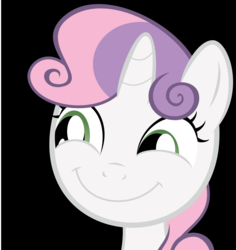 Size: 2510x2658 | Tagged: safe, artist:keronianniroro, sweetie belle, pony, g4, just for sidekicks, adoracreepy, creepy, creepy smile, cute, face of evil, faic, female, filly, high res, meme, smiling, solo, trollface, u mad, vector, wide smile