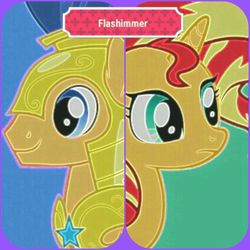 Size: 724x724 | Tagged: artist needed, safe, flash sentry, sunset shimmer, pony, g4, female, male, ship:flashimmer, shipping, straight