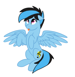 Size: 777x805 | Tagged: safe, artist:sevenserenity, oc, oc only, oc:icylightning, pegasus, pony, begging, birb, cute, looking up, sitting up, solo, tongue out