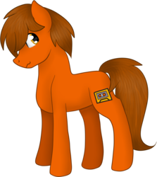 Size: 851x952 | Tagged: safe, artist:sevenserenity, oc, oc only, oc:mixtape, earth pony, pony, brown mane, head tilt, looking back, male, simple background, smiling, solo, stallion, transparent background