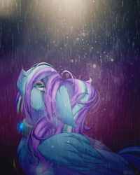 Size: 3000x3743 | Tagged: safe, artist:jun1313, oc, oc only, oc:midnight music, pegasus, pony, female, high res, looking up, mare, rain