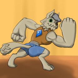 Size: 2000x2000 | Tagged: safe, artist:thetraktor, oc, oc only, diamond dog, diamond dog oc, flexing, gem, high res, male, muscles, solo