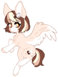 Size: 880x1166 | Tagged: safe, artist:dustyonyx, oc, oc only, oc:baby bear, pegasus, pony, blushing, chibi, coat markings, colored ears, facial markings, female, hairpin, looking at you, mare, simple background, snip (coat marking), socks (coat markings), solo, spread wings, transparent background, two toned wings, wings