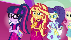 Size: 1920x1080 | Tagged: safe, screencap, fluttershy, rarity, sci-twi, sunset shimmer, twilight sparkle, equestria girls, equestria girls specials, g4, my little pony equestria girls: better together, my little pony equestria girls: spring breakdown, drink, female, geode of empathy, geode of shielding, geode of telekinesis, kiwi fruit, magical geodes, ponytail, smiling, smirk, smug, straw, sunglasses, yacht