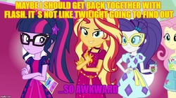 Size: 888x499 | Tagged: safe, edit, edited screencap, screencap, fluttershy, rarity, sci-twi, sunset shimmer, twilight sparkle, equestria girls, equestria girls specials, g4, my little pony equestria girls: better together, my little pony equestria girls: spring breakdown, caption, geode of empathy, geode of shielding, geode of telekinesis, image macro, jealous, magical geodes, text