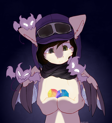 Size: 1906x2094 | Tagged: safe, artist:kotya, oc, oc only, ghost, pony, clothes, crystal, hat, heart, scarf, simple background, solo, wings