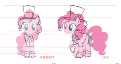 Size: 1000x529 | Tagged: safe, pinkie pie, earth pony, pony, g4, clothes, concept art, female, hat, mare, simple background, top hat, white background