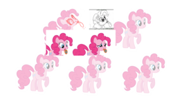 Size: 1000x650 | Tagged: safe, pinkie pie, earth pony, pony, g4, animatic, concept art, female, mare, simple background, spitty pie, storyboard, tongue out, white background