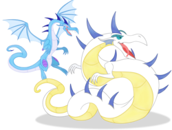 Size: 3300x2500 | Tagged: safe, artist:elsdrake, dragon, wyrm, duo, high res, open mouth, simple background, spread wings, tongue out, transparent background, wings