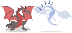 Size: 5200x2400 | Tagged: safe, artist:elsdrake, dragon, wyvern, duo, open mouth, simple background, spread wings, transparent background, wings