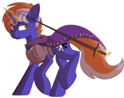 Size: 4188x3308 | Tagged: safe, artist:beardie, oc, oc only, pony, unicorn, armor, cape, clothes, commission, estoc, magic, solo, sword, telekinesis, weapon