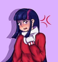 Size: 2700x2900 | Tagged: safe, artist:ranillopa, twilight sparkle, human, g4, angry, cross-popping veins, female, high res, humanized, open mouth, purple background, simple background, solo
