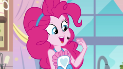 Size: 1280x720 | Tagged: safe, screencap, pinkie pie, equestria girls, g4, my little pony equestria girls: better together, the craft of cookies, chocolate chip, female, open mouth, solo