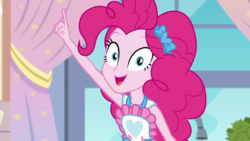 Size: 1280x720 | Tagged: safe, screencap, pinkie pie, equestria girls, g4, my little pony equestria girls: better together, the craft of cookies, apron, clothes, cute, diapinkes, female, solo