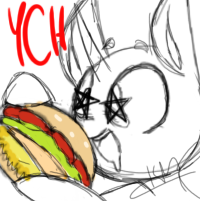 Size: 200x201 | Tagged: safe, artist:kaywhitt, pony, burger, commission, drool, food, hay burger, icon, solo, starry eyes, wingding eyes, your character here