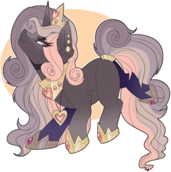 Size: 5930x5976 | Tagged: safe, artist:azrealrou, oc, oc only, oc:desire, pony, unicorn, abstract background, absurd resolution, crown, ear fluff, ear piercing, female, freckles, hoof shoes, jewelry, looking at you, mare, necklace, piercing, regalia, scrunchy face, solo