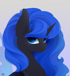 Size: 2471x2700 | Tagged: safe, artist:xsatanielx, oc, oc only, oc:blue visions, changeling, rcf community, blue changeling, changeling oc, commission, female, high res, solo