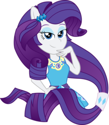 Size: 6539x7459 | Tagged: safe, artist:sugar-loop, rarity, equestria girls, equestria girls series, g4, absurd resolution, clothes, female, geode of shielding, lidded eyes, looking at you, magical geodes, ponied up, pony ears, simple background, smiling, solo, transparent background