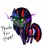 Size: 400x400 | Tagged: safe, artist:sinsays, twilight sparkle, pony, unicorn, ask corrupted twilight sparkle, g4, chibi, corrupted, corrupted twilight sparkle, curved horn, cute, dark, dark equestria, dark magic, dark queen, dark world, female, follower count, followers, horn, magic, possessed, queen twilight, shiny, solo, sombra eyes, sombra horn, tumblr, tyrant sparkle, unicorn twilight