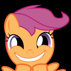 Size: 2510x2497 | Tagged: safe, artist:keronianniroro, scootaloo, pegasus, pony, g4, just for sidekicks, adoracreepy, creepy, cute, cutealoo, face of evil, faic, female, filly, high res, solo, vector, wide smile