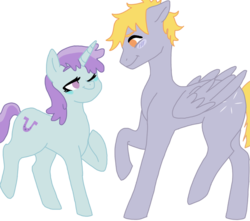 Size: 950x841 | Tagged: safe, artist:dexterousdecarius, crackle pop, liza doolots, petunia, tootsie flute, pegasus, pony, unicorn, g4, base used, blushing, duo, female, male, older, shipping, simple background, story in the source, straight, tootsie cute, tootsiepop, transparent background