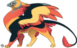 Size: 1272x802 | Tagged: safe, artist:kez, oc, oc:junglefire, griffon, adoptable, fluffy, openwings, opinicus, wings
