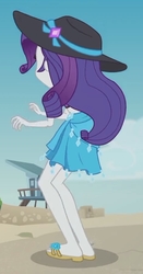 Size: 1100x2100 | Tagged: safe, screencap, rarity, aww... baby turtles, equestria girls, g4, my little pony equestria girls: better together, beach, clothes, cropped, female, flip-flops, hat, legs, sandals, sarong, solo, sun hat, swimsuit