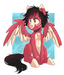 Size: 586x694 | Tagged: safe, artist:beewitched, oc, oc only, oc:bubblegum, pegasus, pony, male, scarred, solo