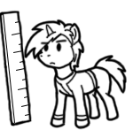 Size: 150x147 | Tagged: safe, artist:crazyperson, pony, unicorn, fallout equestria, fallout equestria: commonwealth, black and white, fanfic art, frown, generic pony, grayscale, monochrome, picture for breezies, ruler, simple background, transparent background