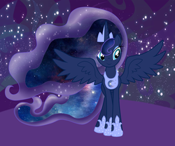 Size: 6000x5000 | Tagged: safe, artist:rulette, princess luna, alicorn, pony, g4, absurd resolution, ethereal mane, female, mare, solo, spread wings, starry mane, wings