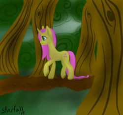 Size: 1600x1500 | Tagged: safe, artist:starfall119, fluttershy, pony, unicorn, g4, dirty, female, simple background, solo