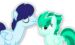 Size: 1024x619 | Tagged: safe, artist:sapphireartemis, oc, oc only, oc:sapphire skies, oc:thunder greenlight, pegasus, pony, female, male, mare, rule 63, simple background, stallion, transparent background
