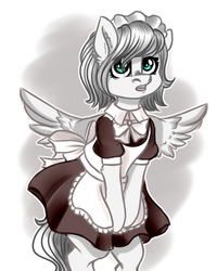 Size: 1134x1417 | Tagged: artist needed, safe, oc, oc only, oc:light knight, pegasus, pony, bipedal, clothes, cute, female, looking at you, maid, mare, solo