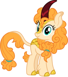 Size: 1329x1500 | Tagged: safe, artist:cloudy glow, pear butter, kirin, g4, the perfect pear, cloven hooves, colored hooves, cute, female, freckles, kirin-ified, looking at you, pearabetes, simple background, smiling, solo, species swap, transparent background, vector