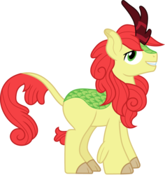 Size: 1415x1500 | Tagged: safe, artist:cloudy glow, bright mac, kirin, g4, the perfect pear, kirin-ified, male, simple background, smiling, solo, species swap, transparent background, vector