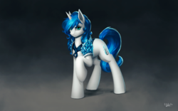 Size: 2661x1657 | Tagged: safe, artist:l1nkoln, oc, oc only, pony, unicorn, crystal, looking at you, raised hoof, signature