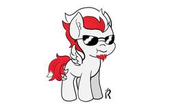 Size: 3000x1920 | Tagged: safe, artist:dawn-designs-art, oc, oc only, oc:lucky knight, pegasus, pony, annoyed, beard, colt, cute, facial hair, gray coat, male, red mane, solo, sunglasses, unhappy, white mane
