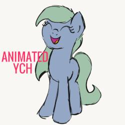Size: 849x849 | Tagged: safe, artist:lannielona, pony, advertisement, animated, commission, dancing, eyes closed, gif, silly, simple background, sketch, smiling, solo, white background, your character here