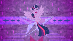 Size: 3840x2160 | Tagged: safe, artist:jp, artist:laszlvfx, edit, twilight sparkle, alicorn, pony, g4, eyes closed, high res, open mouth, open smile, smiling, solo, twilight sparkle (alicorn), wallpaper, wallpaper edit