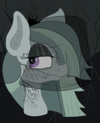 Size: 2199x2701 | Tagged: safe, artist:paskanaakka, derpibooru exclusive, marble pie, earth pony, pony, g4, bust, ear fluff, eyeshadow, female, flower, goth, high res, makeup, mare, portrait, simple background, solo, veil