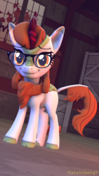 Size: 2160x3840 | Tagged: safe, artist:navyivizer47, autumn blaze, kirin, g4, sounds of silence, 3d, female, glasses, high res, looking at you, solo, source filmmaker