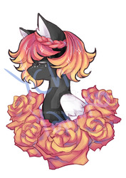 Size: 800x1132 | Tagged: safe, artist:yamikonek0, oc, pony, commission, cute, flower, rose, ych result