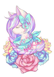 Size: 1280x1811 | Tagged: safe, artist:yamikonek0, pony, commission, cute, flower, rose, ych result